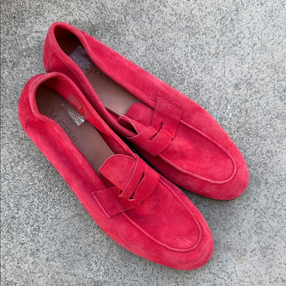 M. Gemi Vibrant Red Suede Loafers